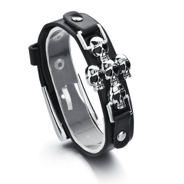 Gothic Skulls Bracelet (Leather)