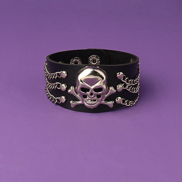 Skull Bracelet Death Head (Leather)